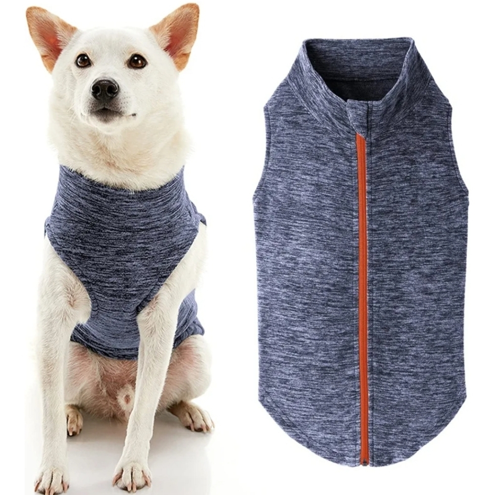 Gooby Zip Up Fleece Vest For Dogs- Grey Wash, 2X-Large